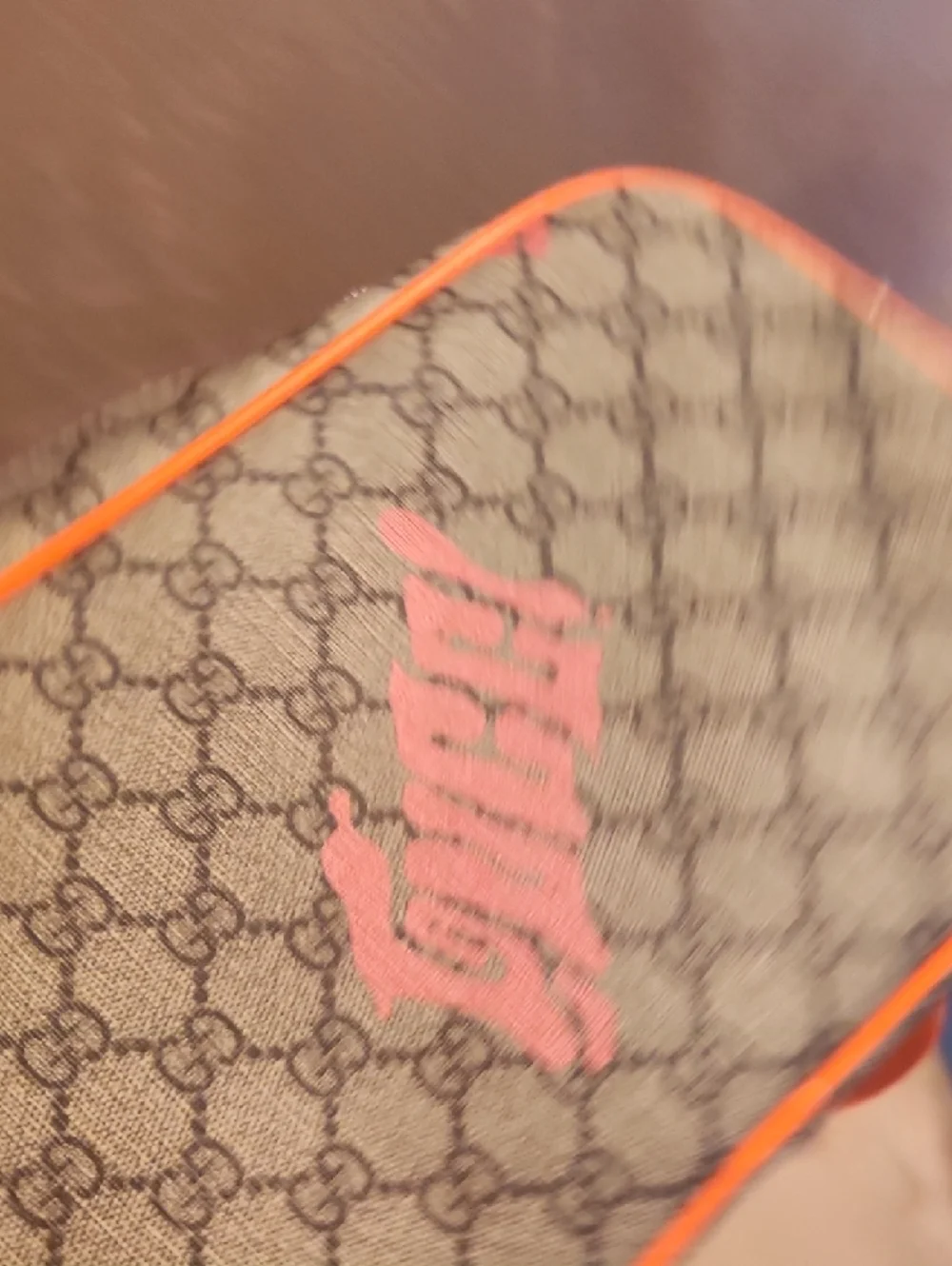 Inspired By Desiner Brown Supreme Crossbody with Orange Accents - Picture 14 of 16